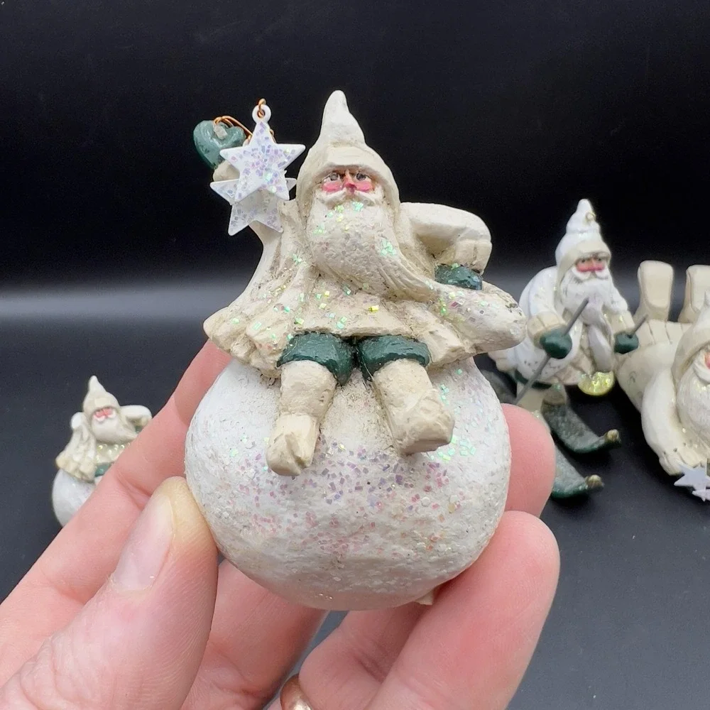 4 Pam Schifferl Winter White Woodland Santa Figurines Ornaments Midwest